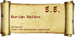 Burián Balázs névjegykártya