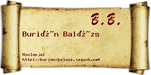 Burián Balázs névjegykártya